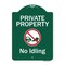 Signmission Private Property No Idling With Graphic Heavy-Gauge Aluminum Architectural Sign, 24" H, GW-1824-9775 A-DES-GW-1824-9775 - alternate 1